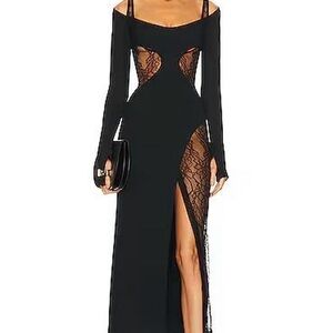 Dion Lee Black Long Sleeve Lace Dress